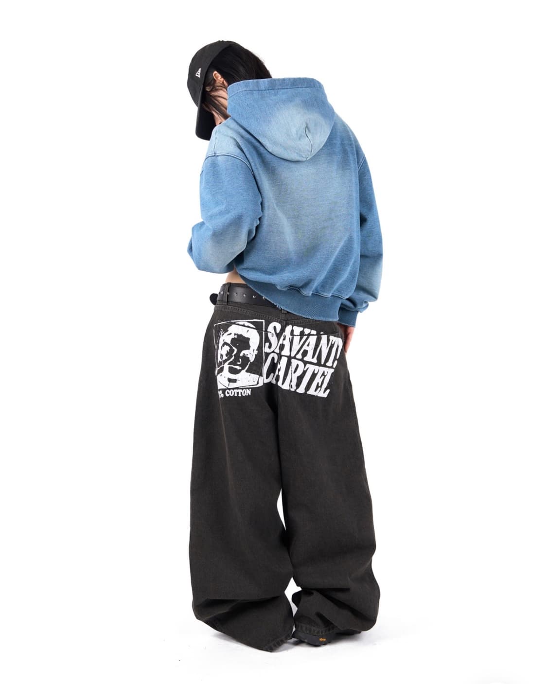 릿킴 백프린팅 와이드 데님팬츠 (1번 시착)(M) 상품이미지4