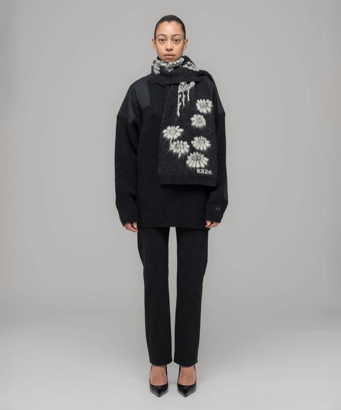 032c 멜팅 데이지 스카프 블랙 포스퍼 그린 상품이미지2