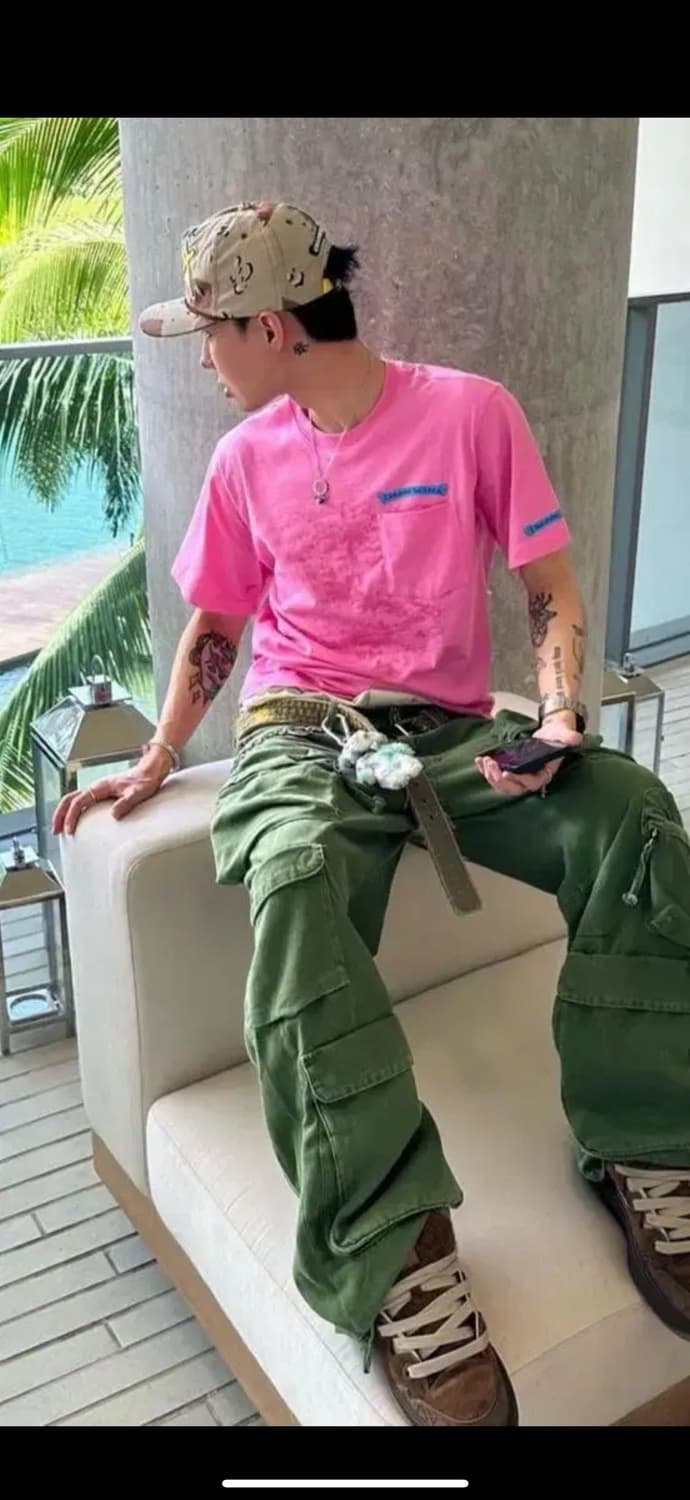 크롬하츠 댓그룹 스크롤 핑크 티셔츠 상품이미지2