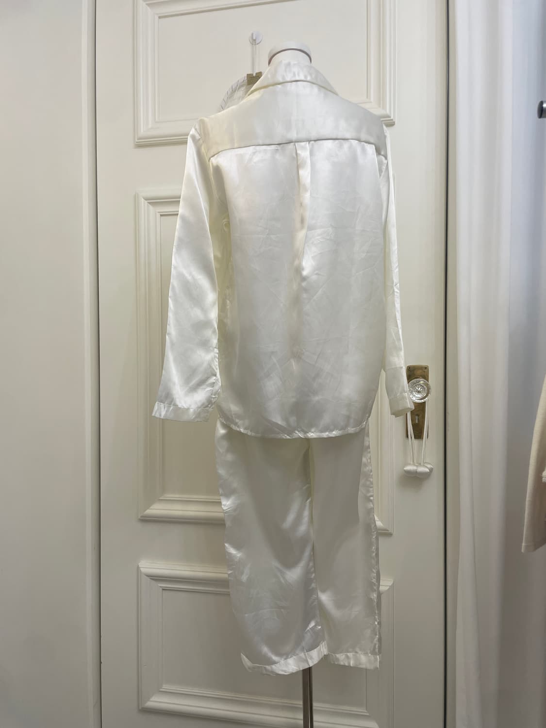 white 100% silk pajama set(size-L) 상품이미지3