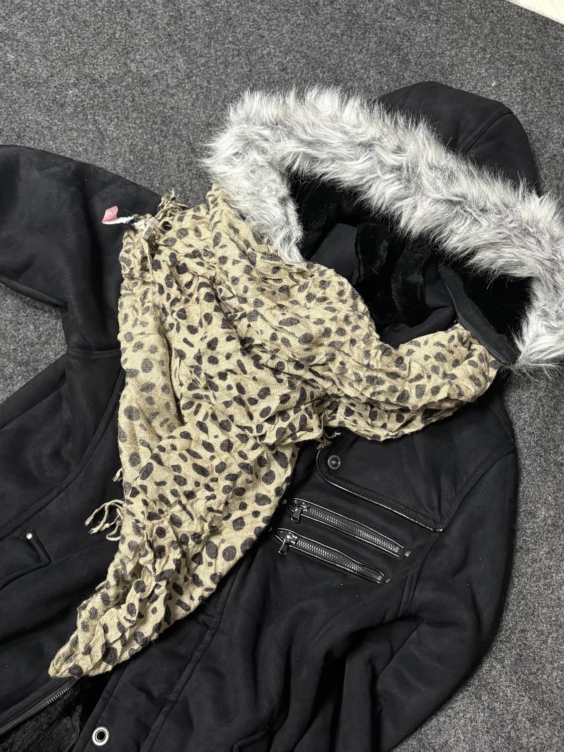 Vintage y2k punk Leopard muffler 상품이미지1