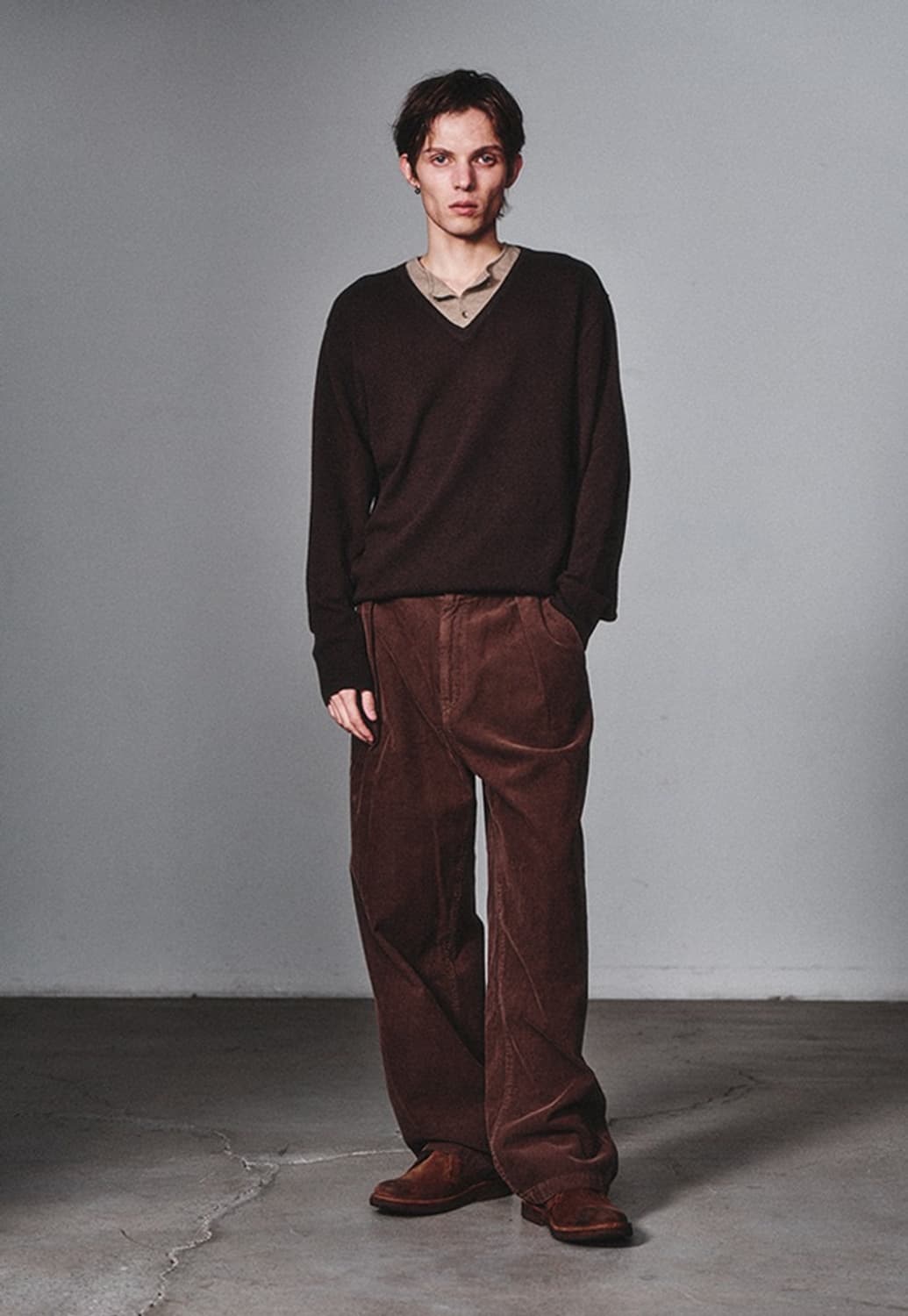 아트이프액츠 워시드 원턱 코듀로이 팬츠 빈티지 브라운 상품이미지1