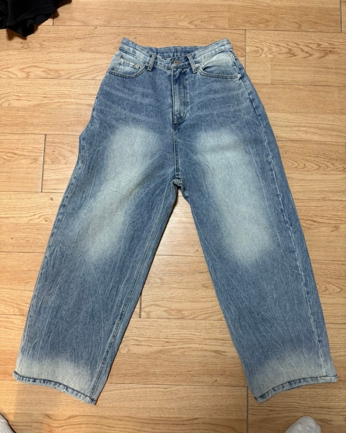 (28~30size) 와이드핏 워싱 중청 데님팬츠 상품이미지1