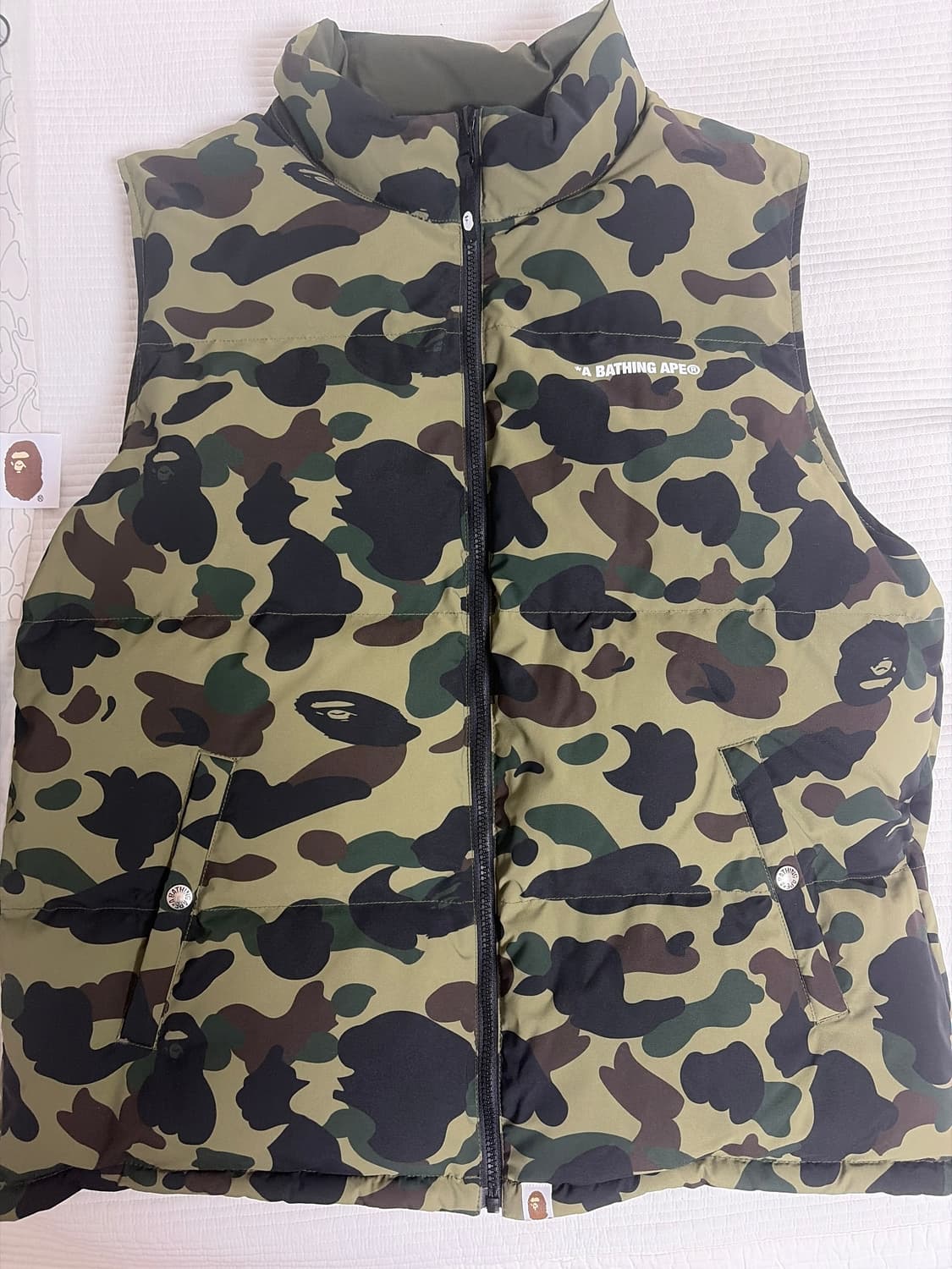 베이프 카모 리버시블 다운 베스트 그린 XL 상품이미지1