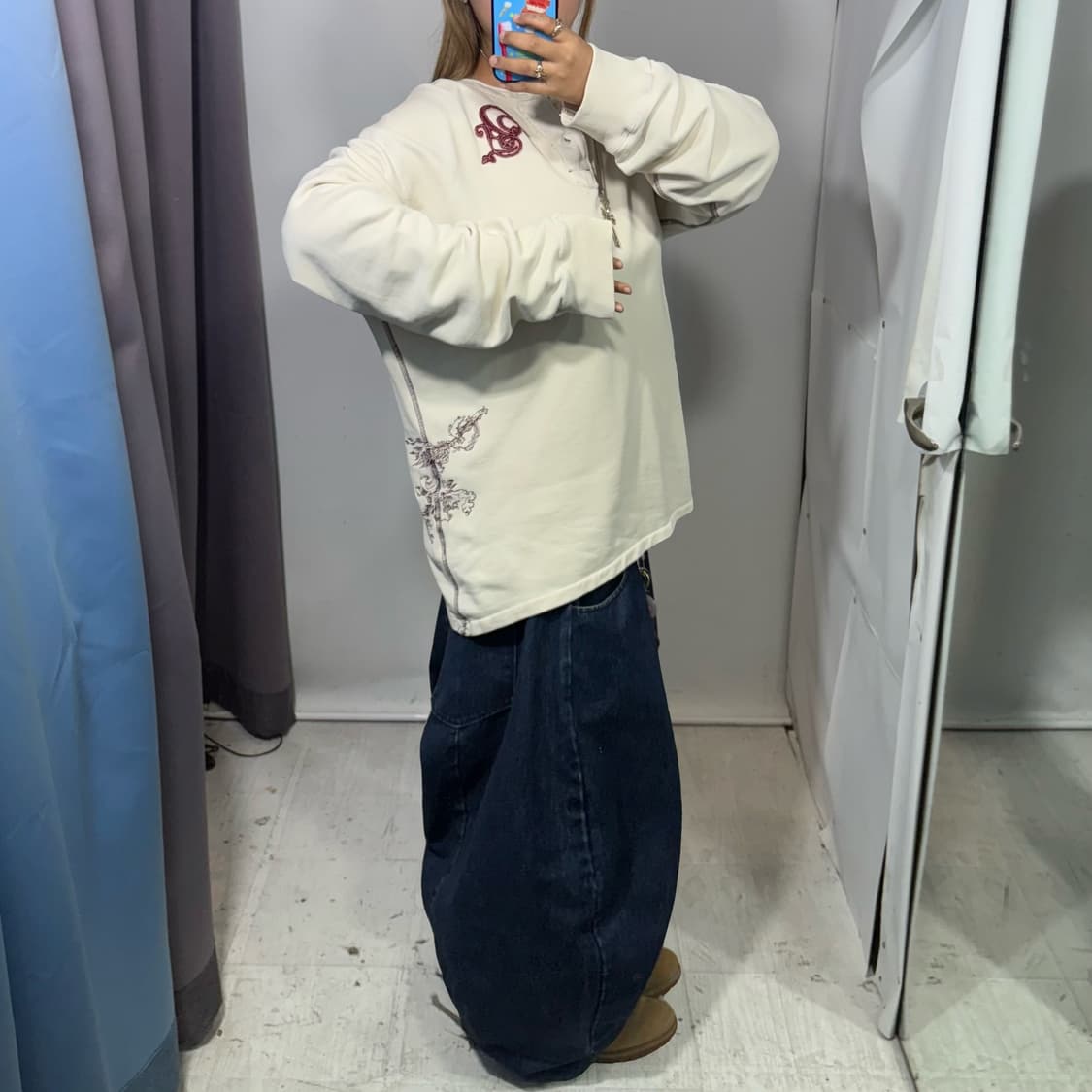 빈티지 퀵실버 자수 헨리넥 롱슬리브  상품이미지5