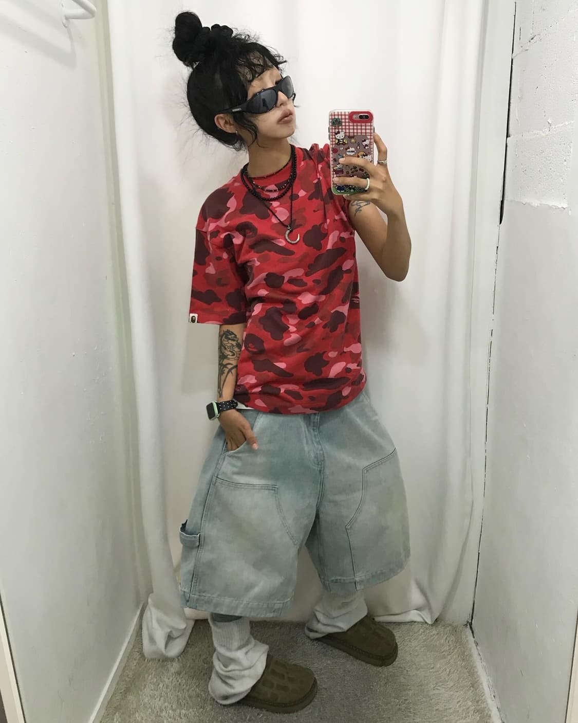 Bape Red Camouflage Printing T-shirt 상품이미지1