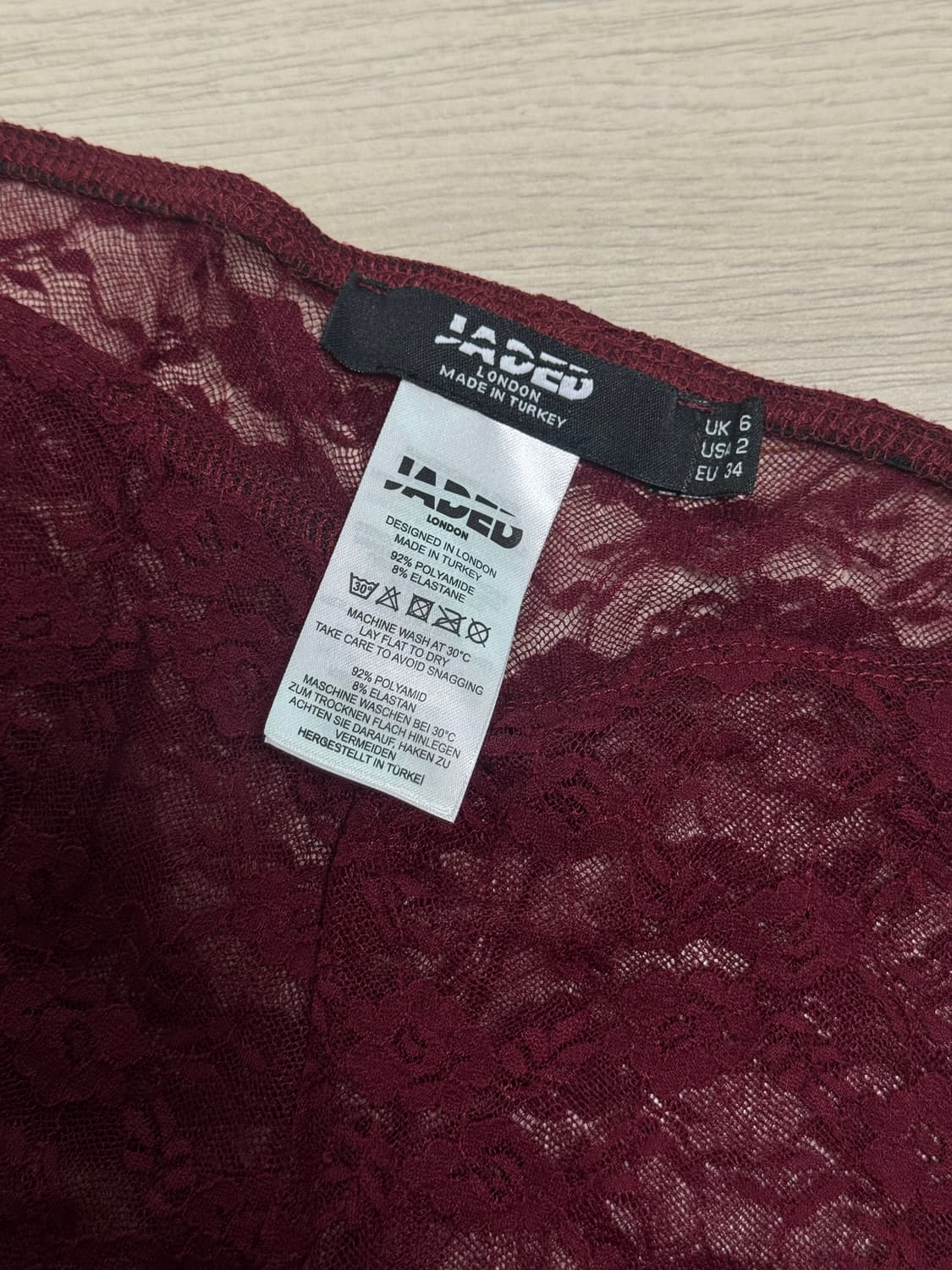 제이디드 런던 버건디 레이스 바지 상품이미지3