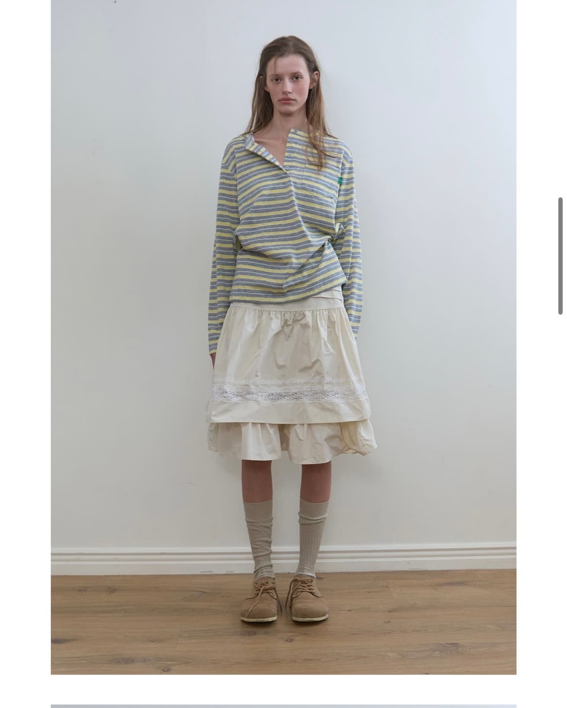 노컨텐츠 스트라이프 티 멜란지그레이 상품이미지1