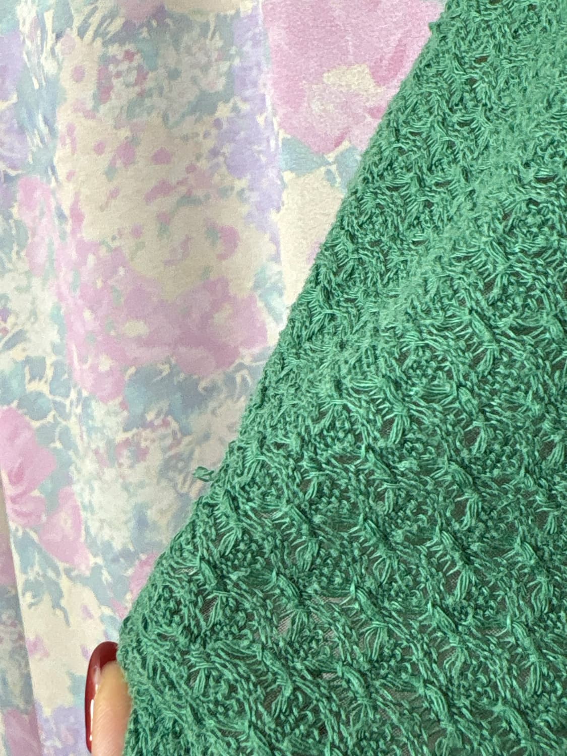 그린 쉬폰 반소매 니트탑 상품이미지9