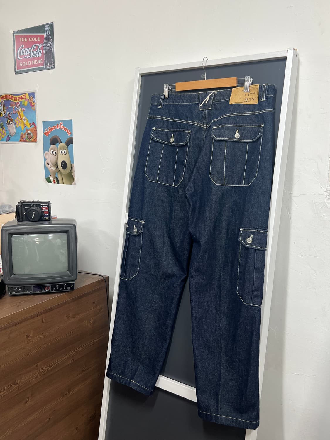 칼카니 올드스쿨 스티치 와이드핏 카고 데님 팬츠 상품이미지1