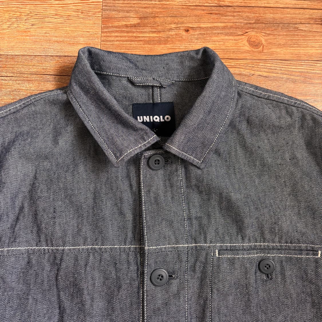 유니클로 L 메탈릭 그레이 워크 자켓 아메카지 일본판 데님 상품이미지3