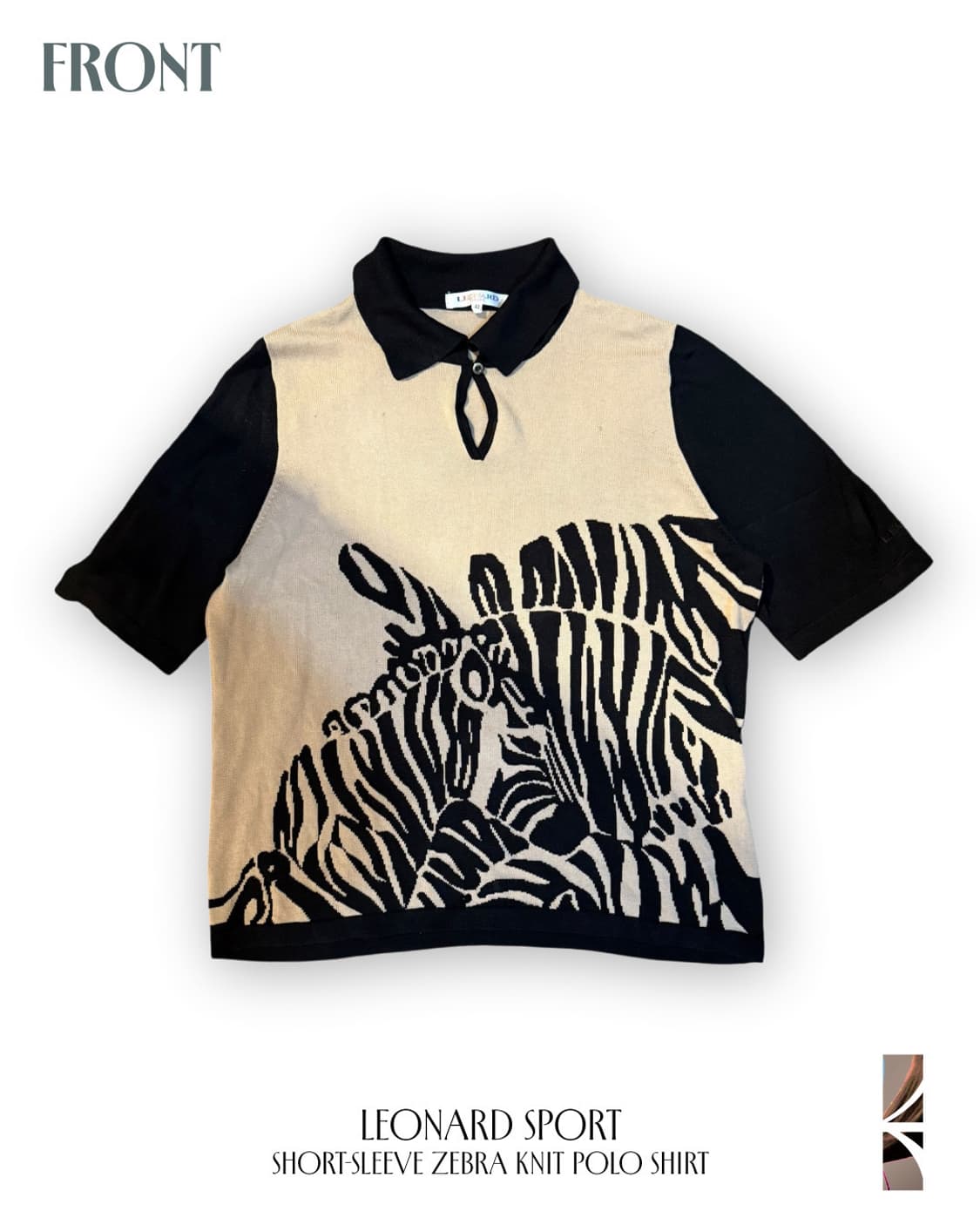 LEONARD SPORT 지브라 패턴 반팔 니트 폴로 톱 상품이미지1
