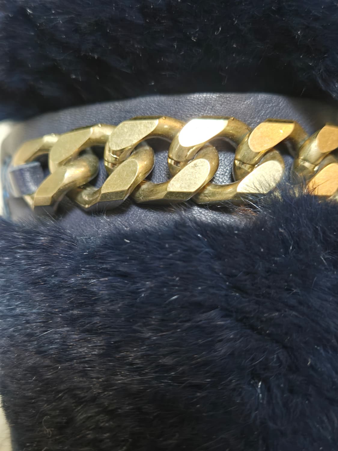 BOYY 퍼 체인 로퍼 네이비 36 천연가죽 퍼로퍼 새제품 상품이미지9