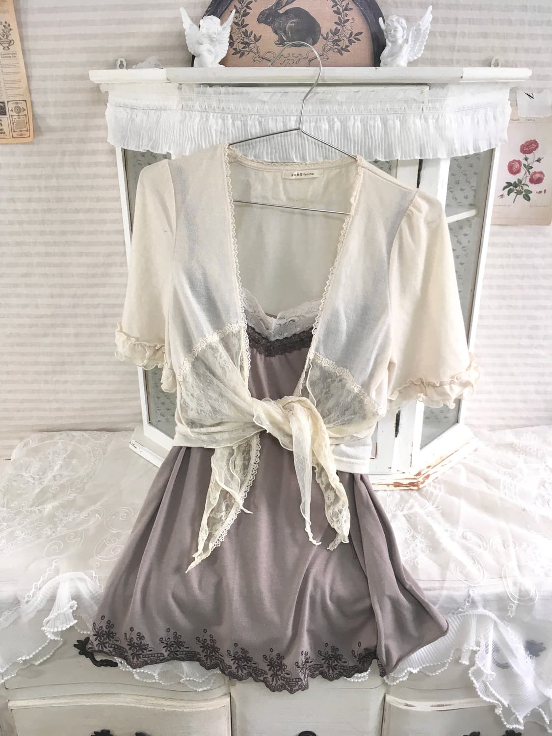 Set)액시즈팜 레이스 볼레로 가디건 + 앤틱 레이스 나시 상품이미지6