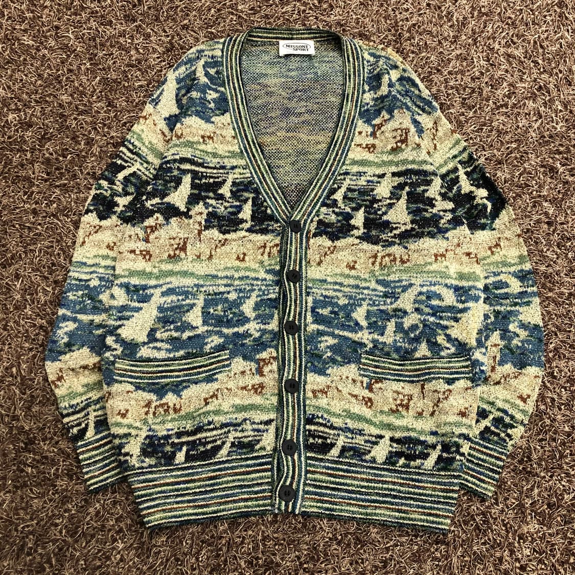 미쏘니 코튼 멀티컬러 패턴 가디건 상품이미지1