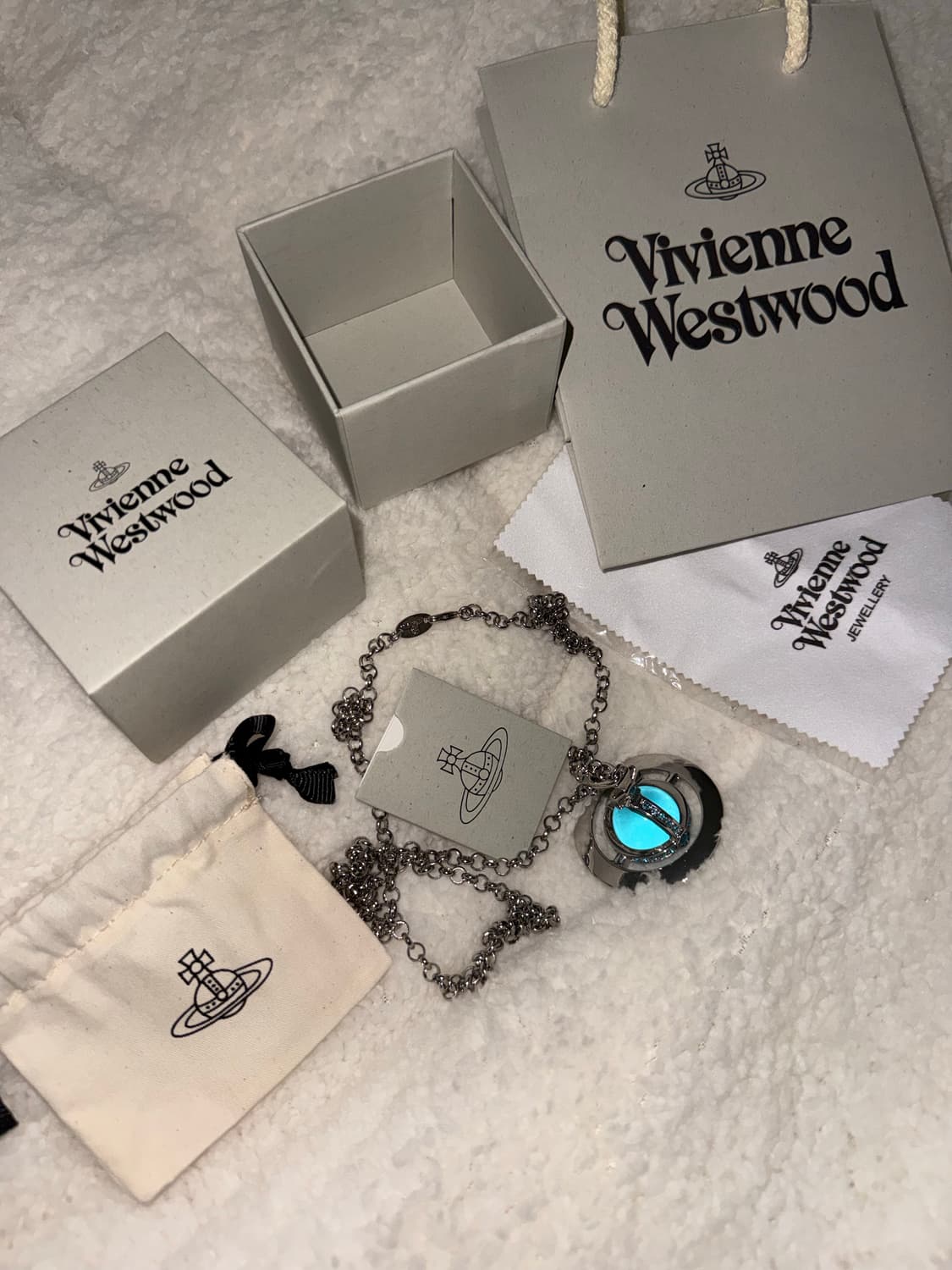 비비안웨스트우드 스카이 블루 오브 orb 펜던트 정품 목걸이 풀박스 상품이미지1