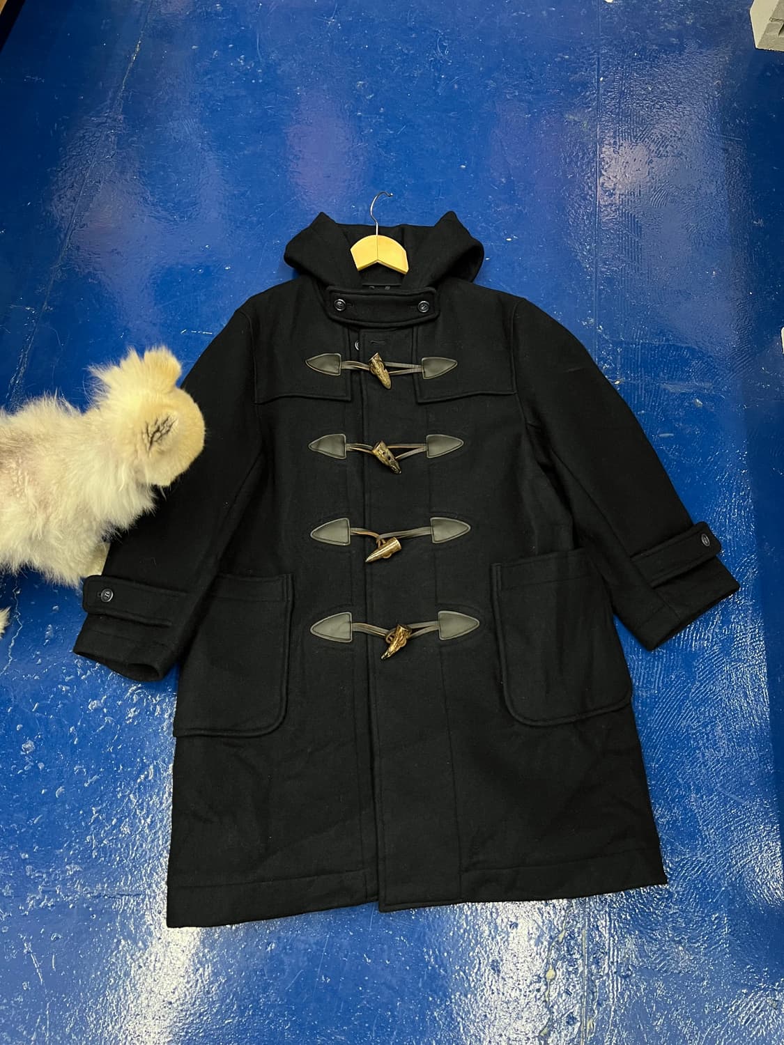 Japanese vtg 우드 토글 네이비 더플 코트 상품이미지3