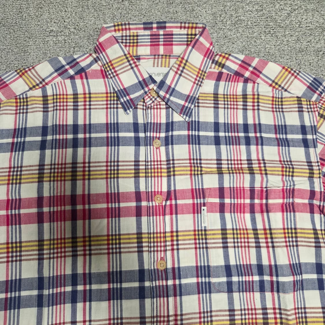 Converse 빈티지 반팔 체크셔츠 L(100) 상품이미지3