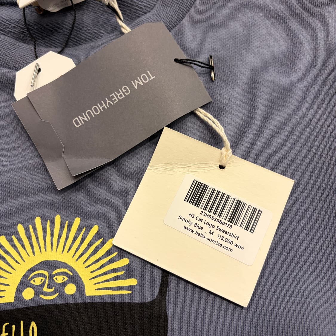 [M] 헬로선라이즈 고양이 프린팅 맨투맨 스모키 블루 B447 상품이미지4