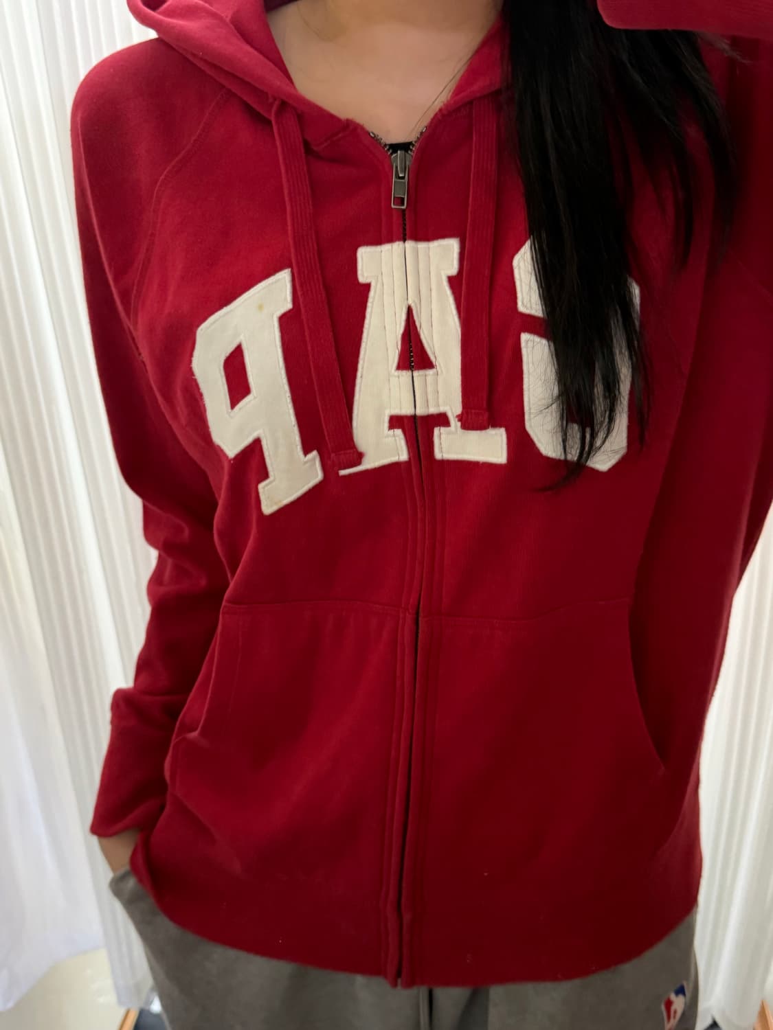 갭 레드 후드집업 L 상품이미지1