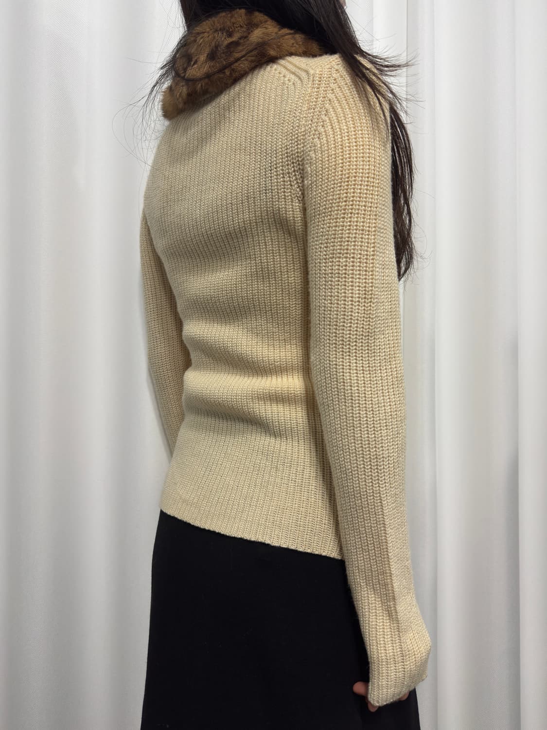 indivi rabbit fur knit zipup  상품이미지4