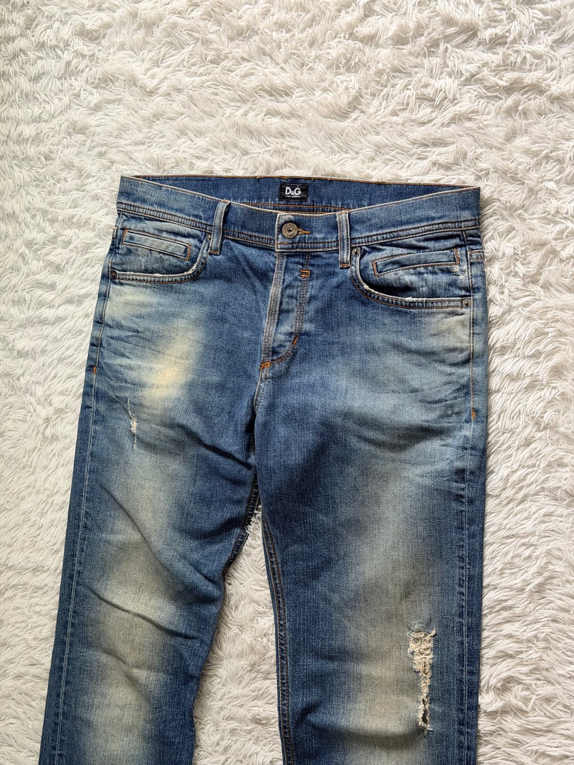 D&G 돌체앤가바나 정품 디스트레스드 스트레이트 데님 팬츠 상품이미지1