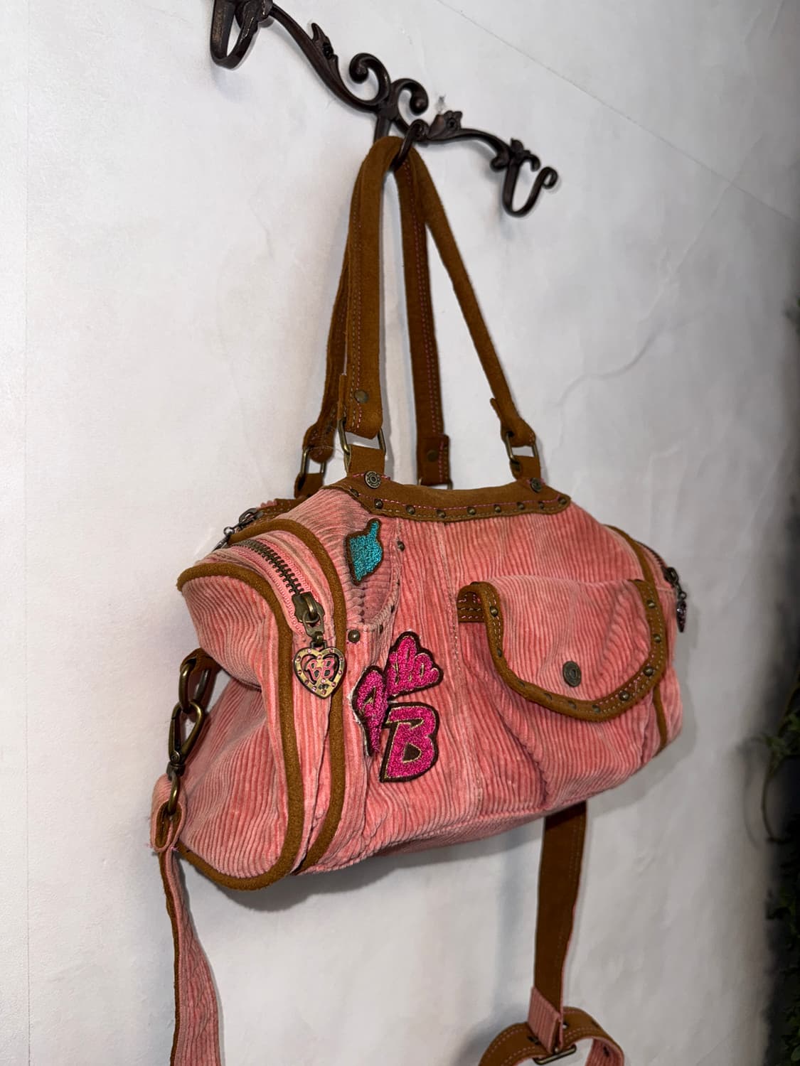 BanilaB pink brown western corduroy 투웨이백 상품이미지3