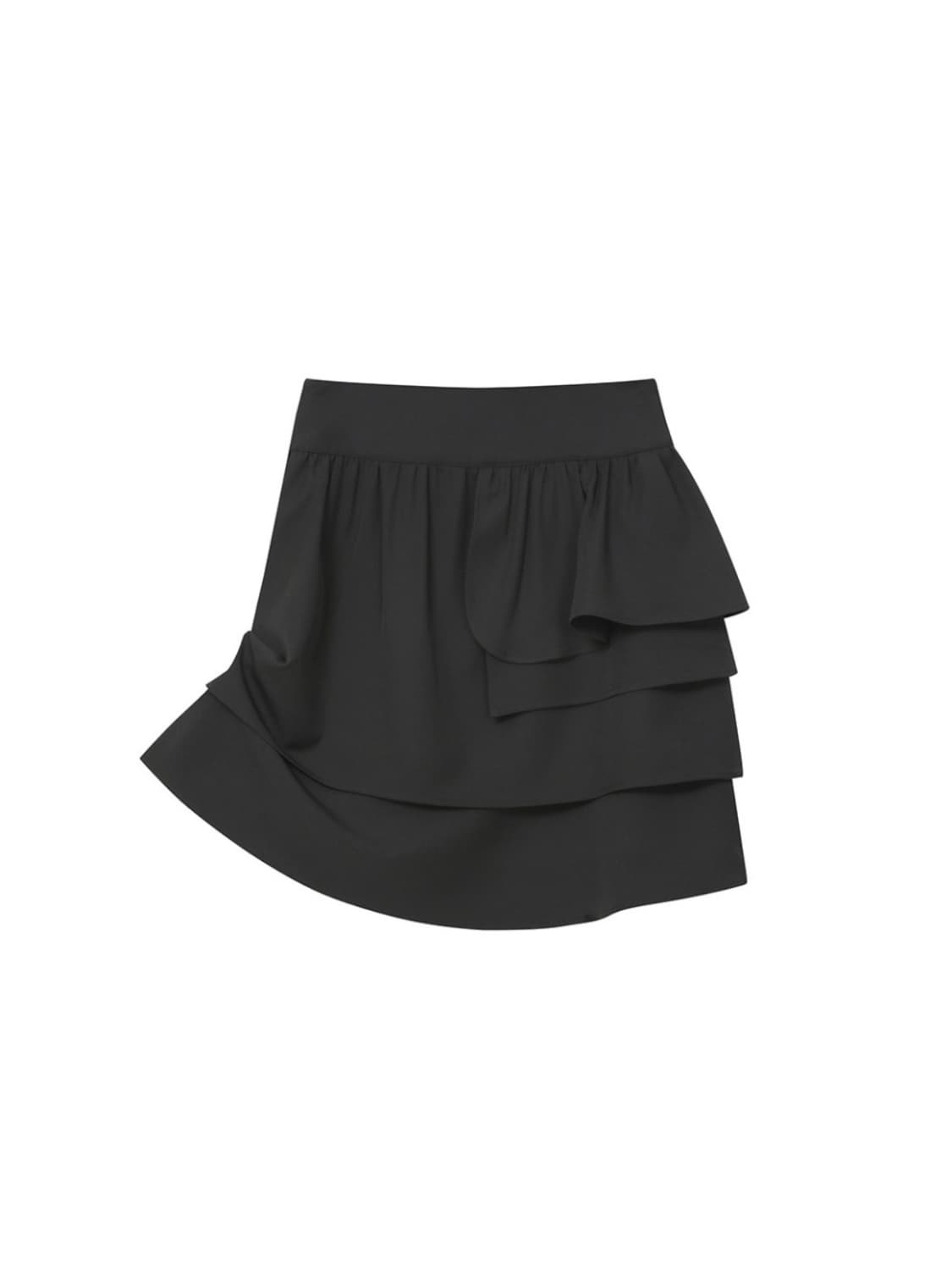 미세키서울 언발란스 레이어드 미디 스커트 블랙 1SIZE 상품이미지2