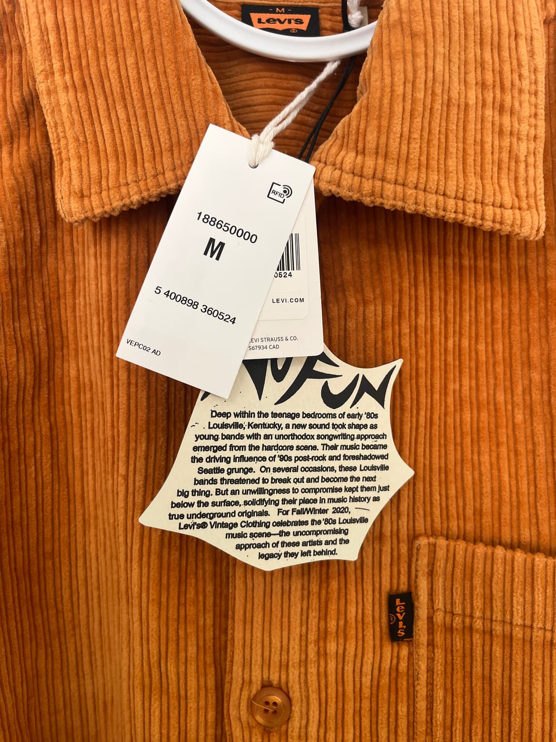 리바이스빈티지클로딩 Lvc Cord Shirt Golden Oak M 상품이미지3