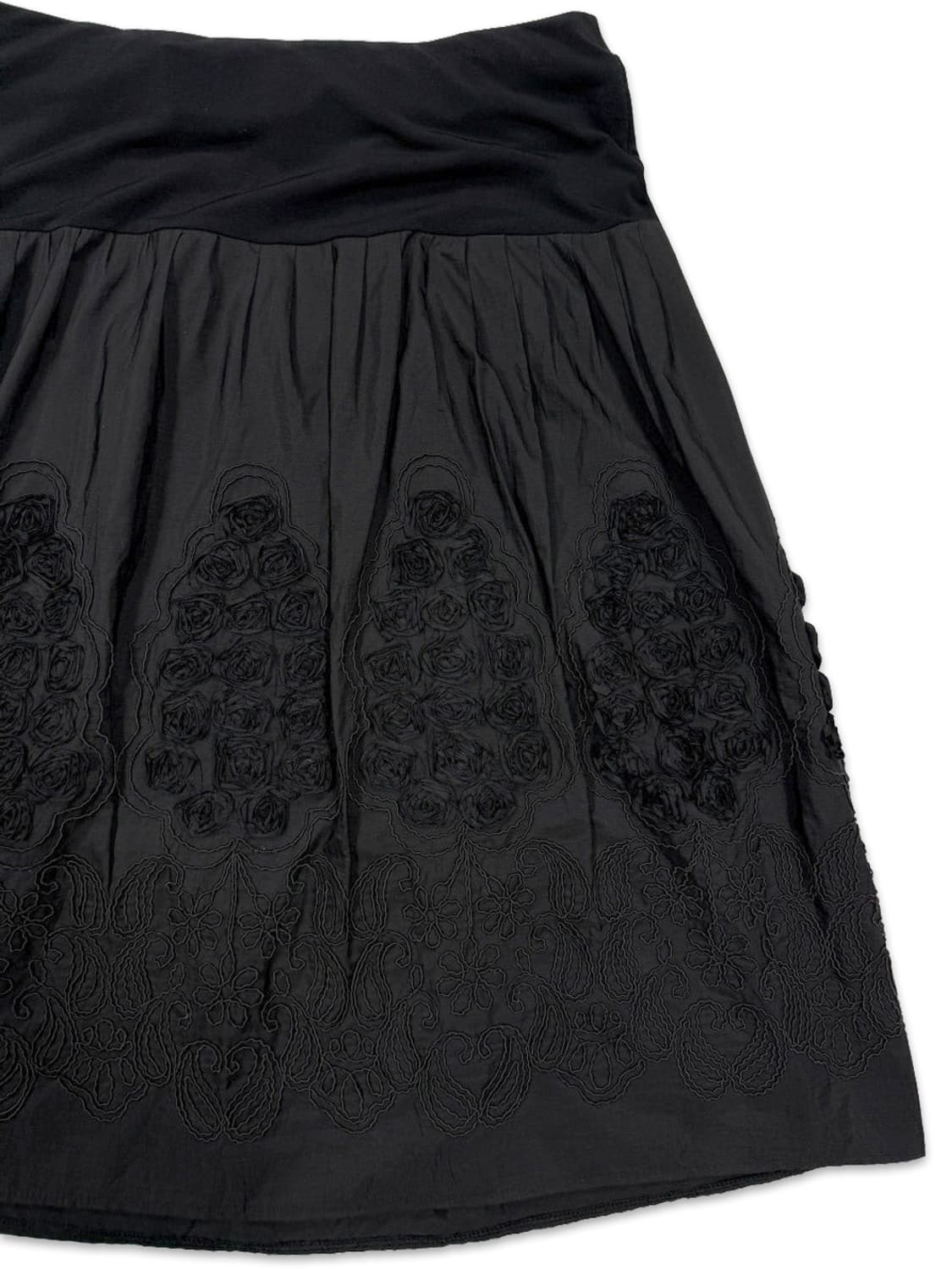 빈티지 블랙 로즈 플레어 미디 스커트 상품이미지2