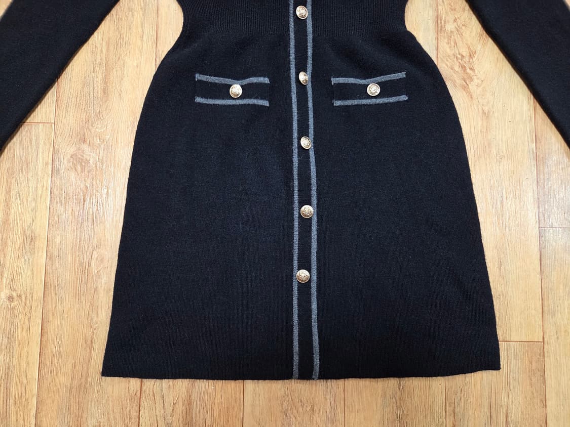 아틀리에나인(Atelier Nain) 클래식 배색라인 V넥 니트원피스 5 상품이미지9