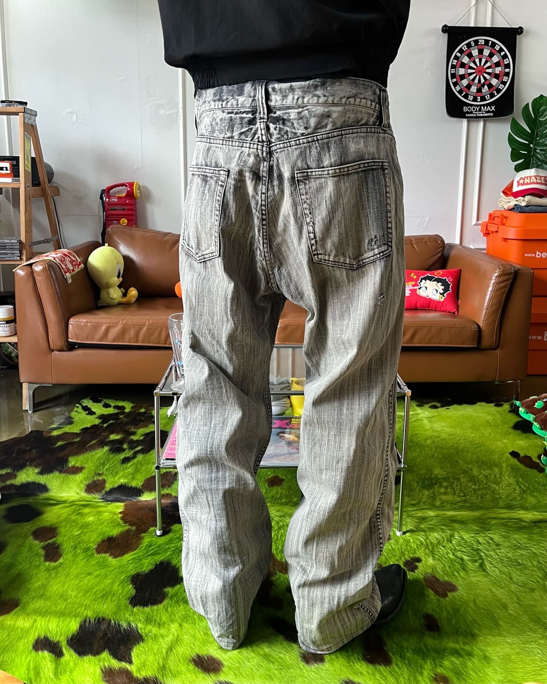 Jpn Vintage Gray Washed Wide Denim Pants 상품이미지2