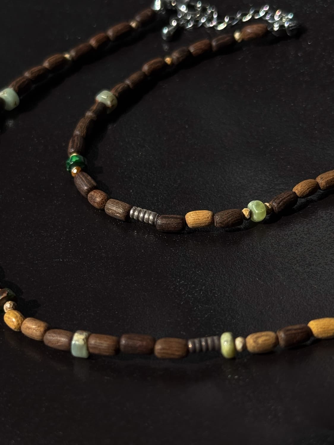 Green Wood Beaded Necklace 0273 상품이미지5