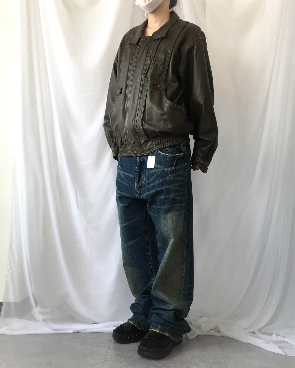 Brown leather bomber jacket 상품이미지9