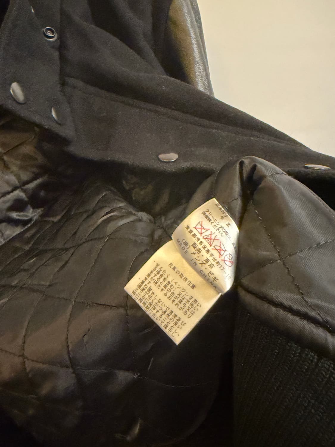 슬림핏 빈티지 스타디움 레더 자켓 상품이미지6