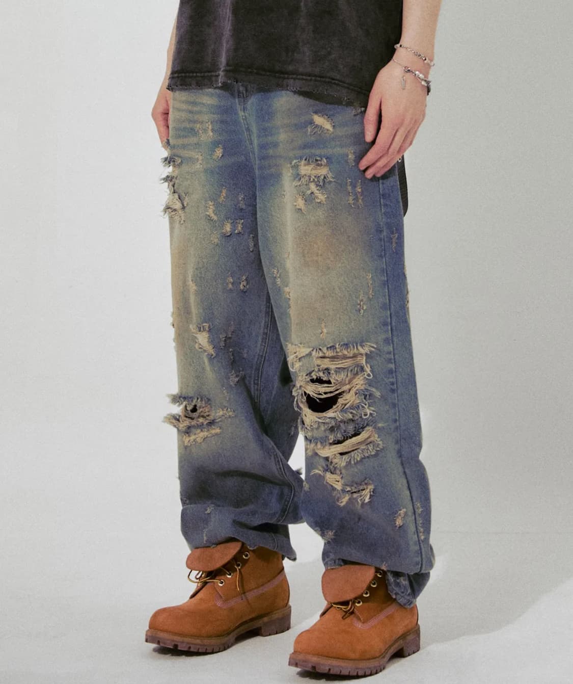 플레이버리즘 데미지 워싱 청바지 XL 상품이미지1