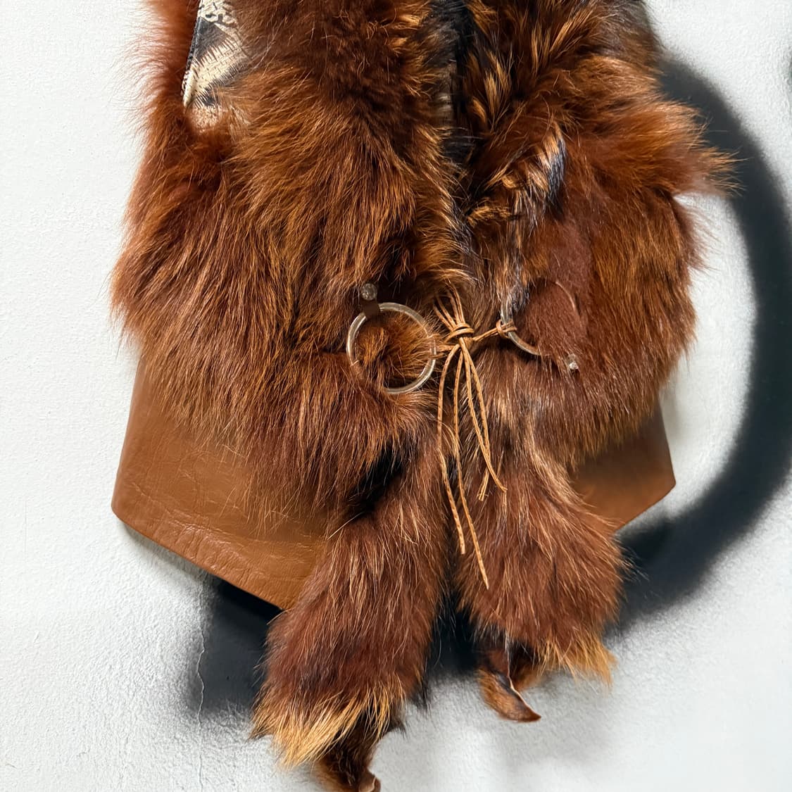 VTG 빈티지 100% 쉽스킨 폭스퍼 트리밍 보헤미안 가죽 베스트 상품이미지4