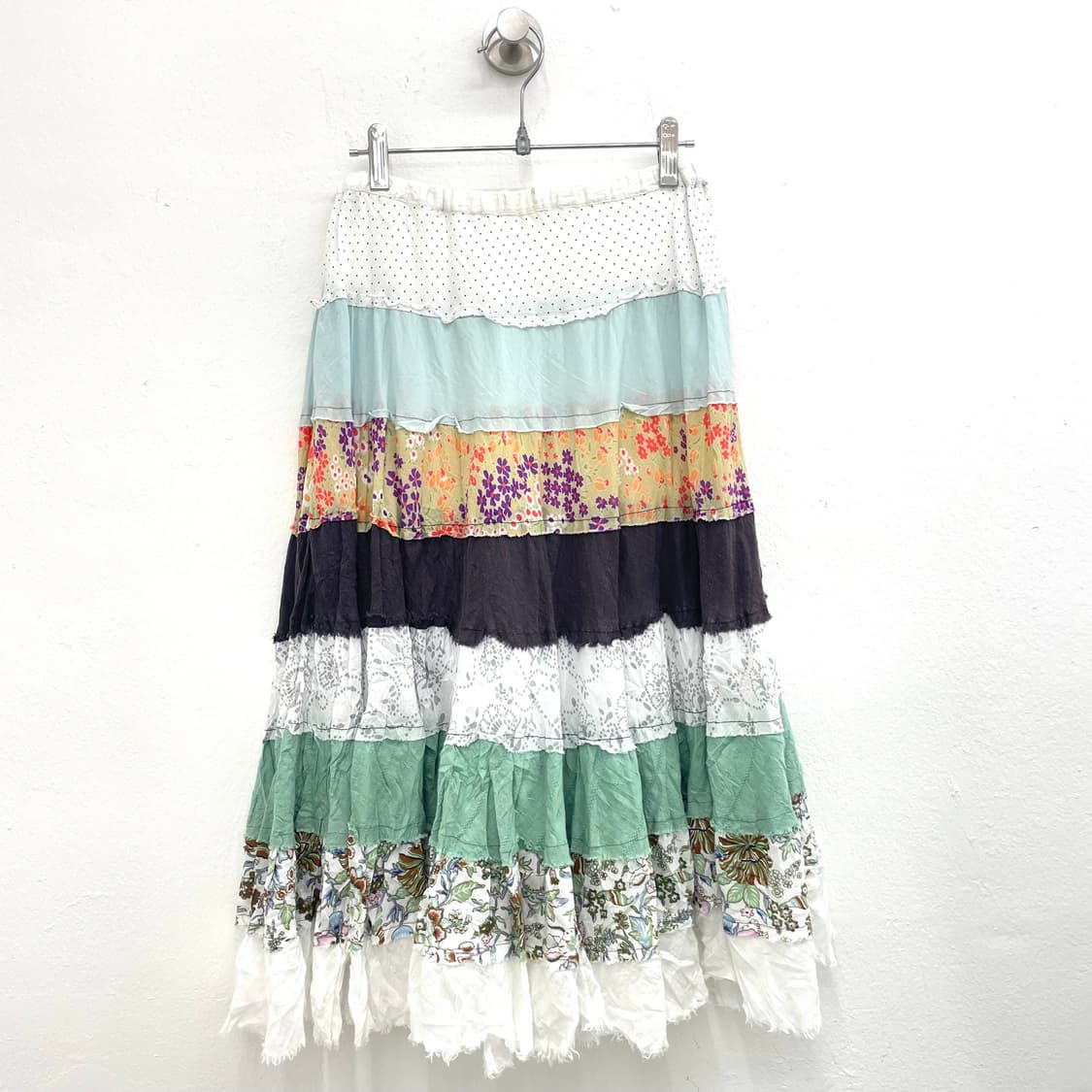 patchwork tiered maxi skirt 상품이미지1