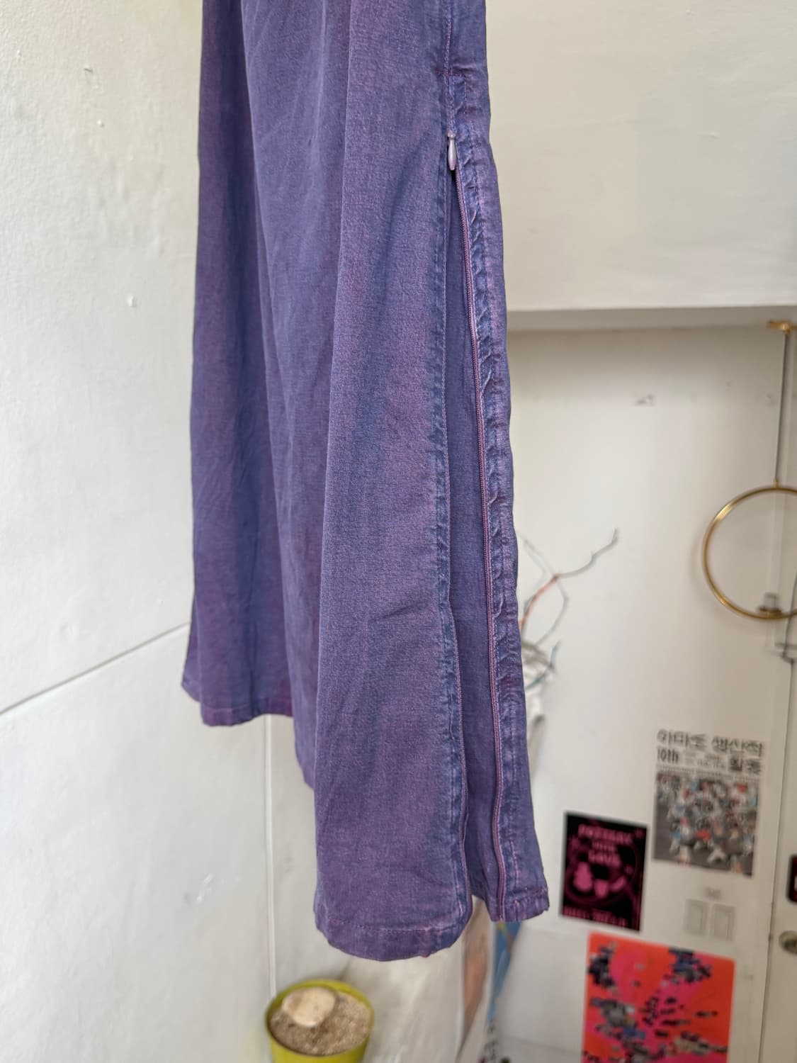 퍼플 워싱 코튼 롱 스커트 상품이미지4