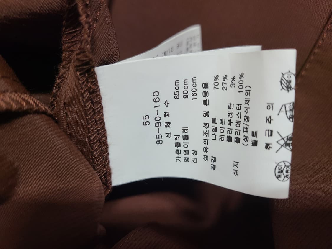 라인 브라운 반팔 셔츠형 원피스(55) 상품이미지5