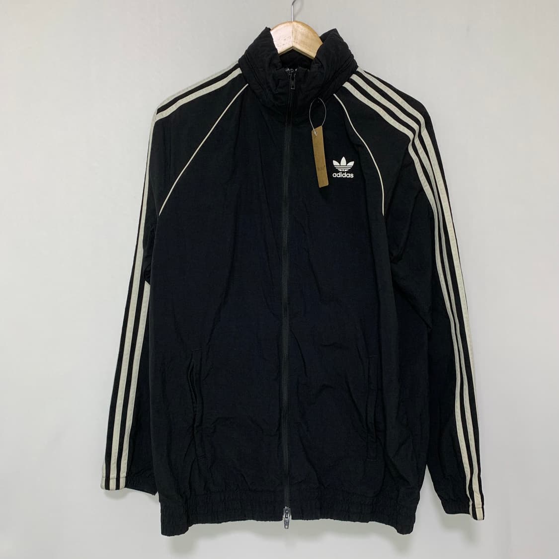 아디다스 삼선 트랙탑 바람막이 후드 투웨이 지퍼 자켓 블랙 상품이미지2