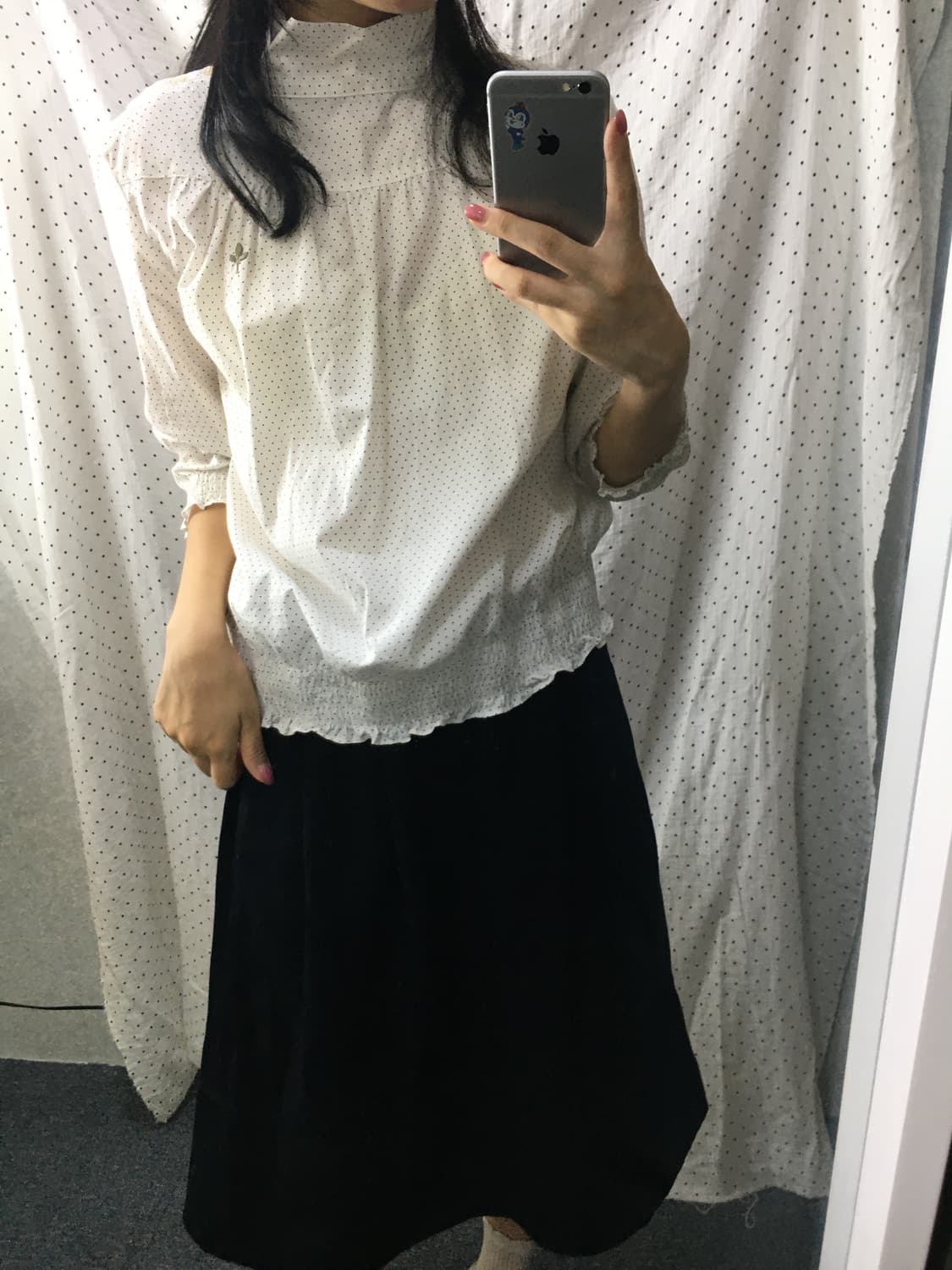 화이트 도트 블라우스 상품이미지4