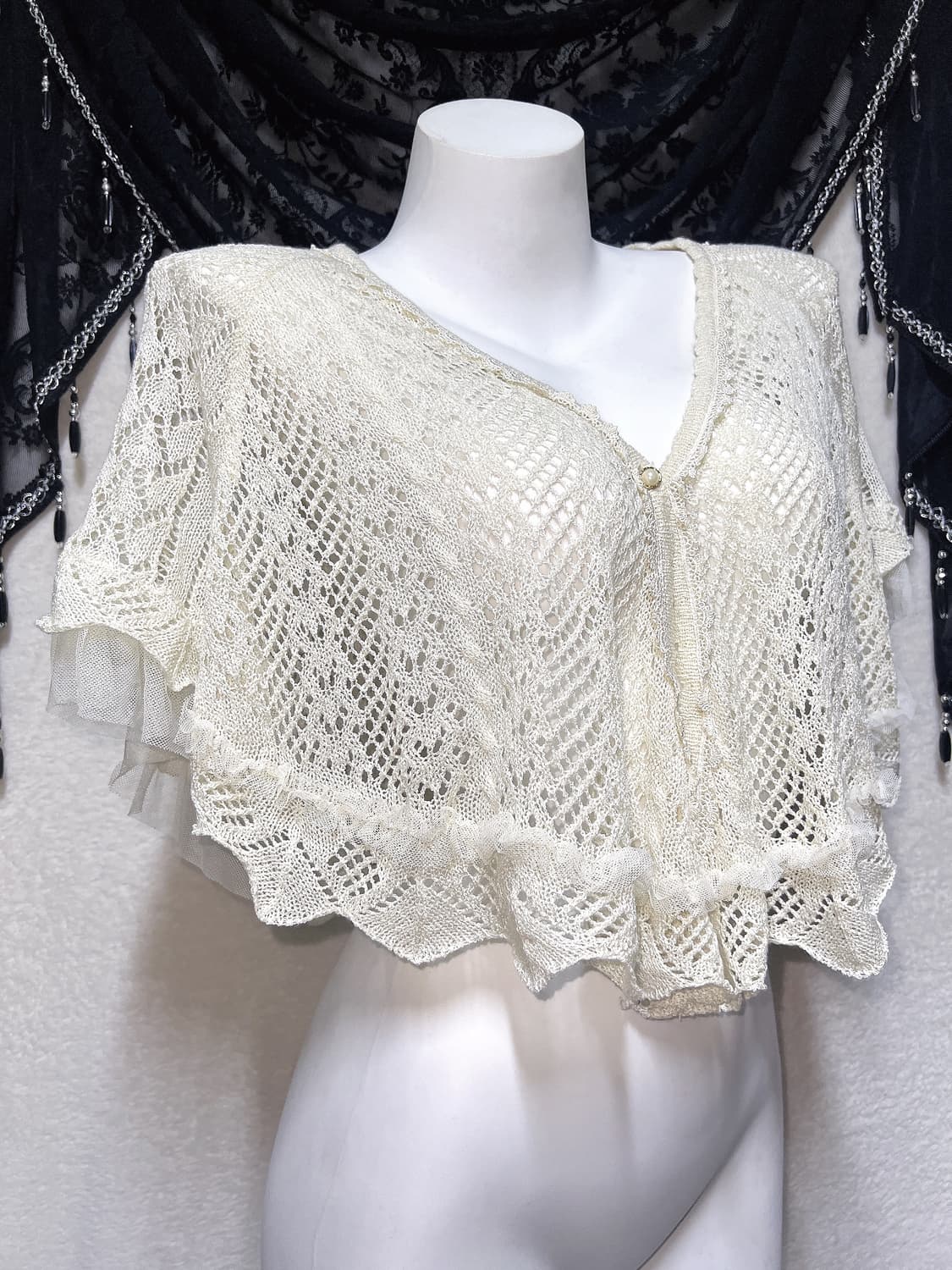 엑시즈팜 레이스 숄케이프 판쵸 볼레로 라떼갸루 로맨틱 로걀 핀터 모리걸 상품이미지3