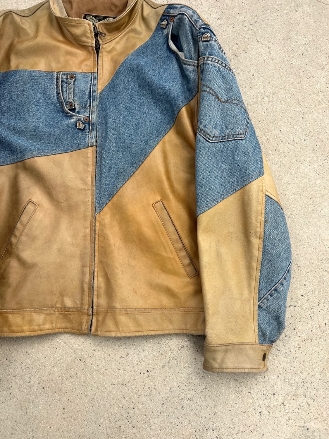 빈티지 90s 이태리 메이드 데님 / 레더 자켓  상품이미지4