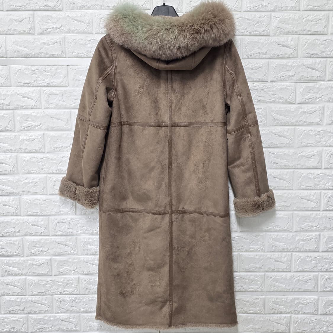 택포// 더 아이작 스웨이드 무스탕 롱코트 L 상품이미지4