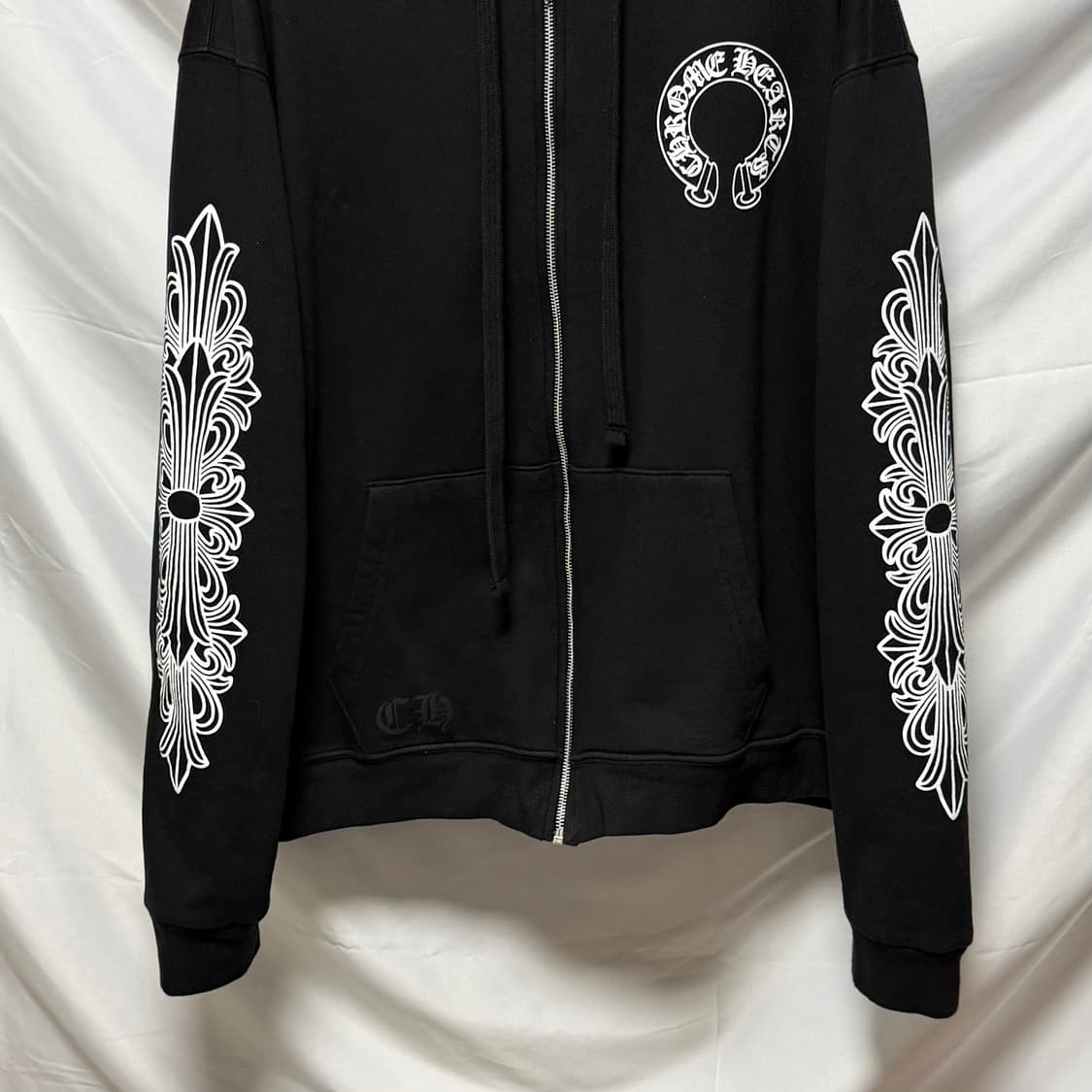 [S+급/XL] 크롬하츠 홀스슈 플로랄 헤비웨이트 후드집업 상품이미지3