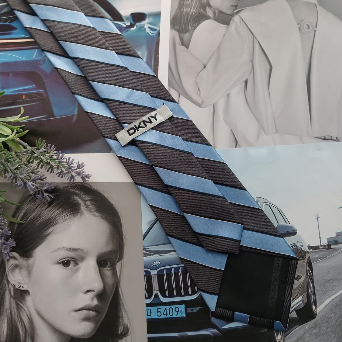 DKNY 실크 블루 스트라이프 넥타이 8.3cm A등급 A18681
 상품이미지4
