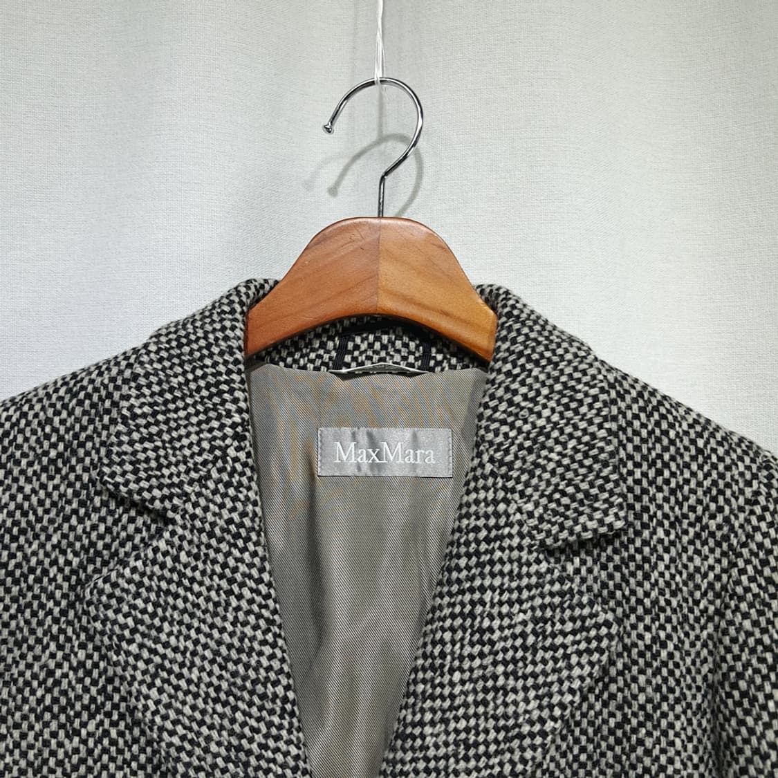 CN858W M 막스마라 버진울 모노 체크 롱 코트 상품이미지4