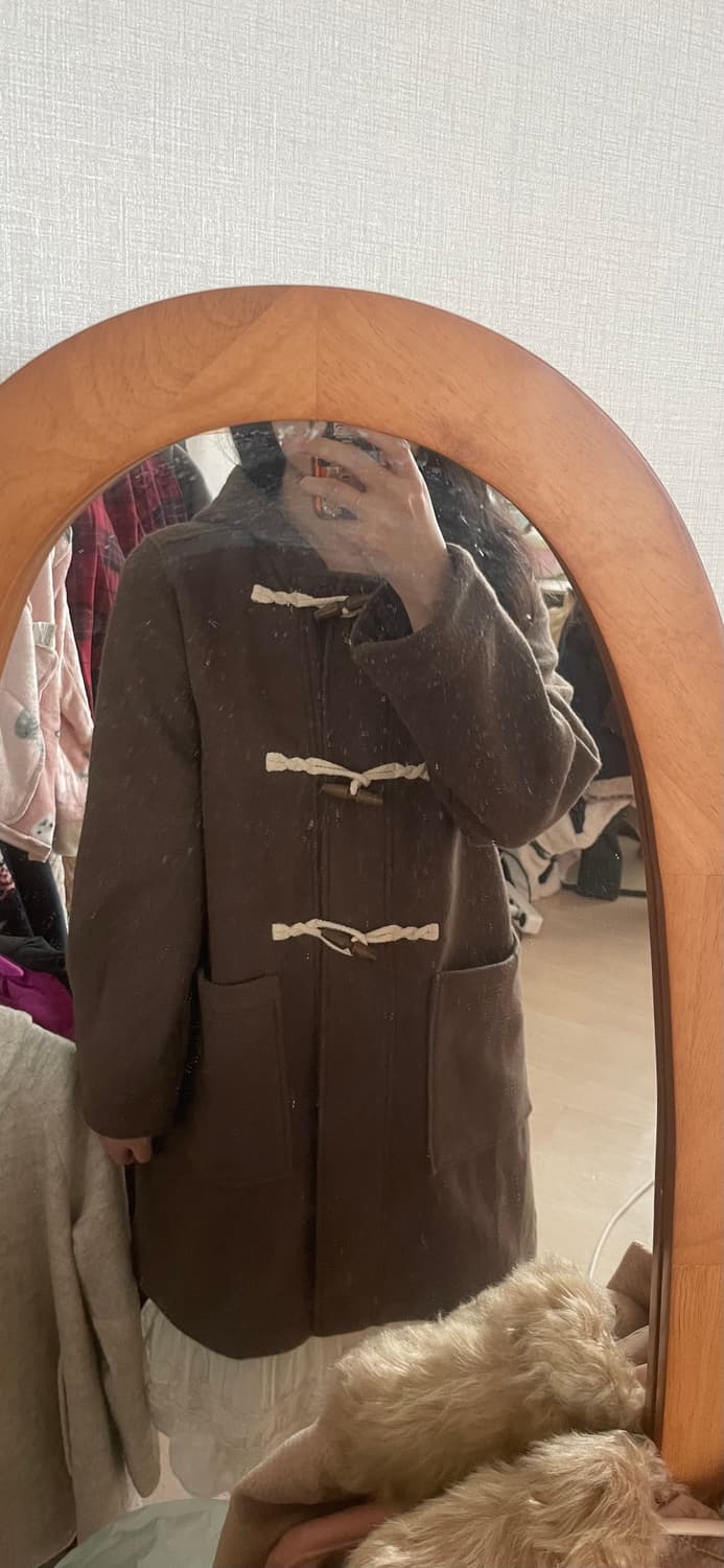 모리걸 빈티지 브라운 떡볶이 후드 코트 🤍🤎 상품이미지4