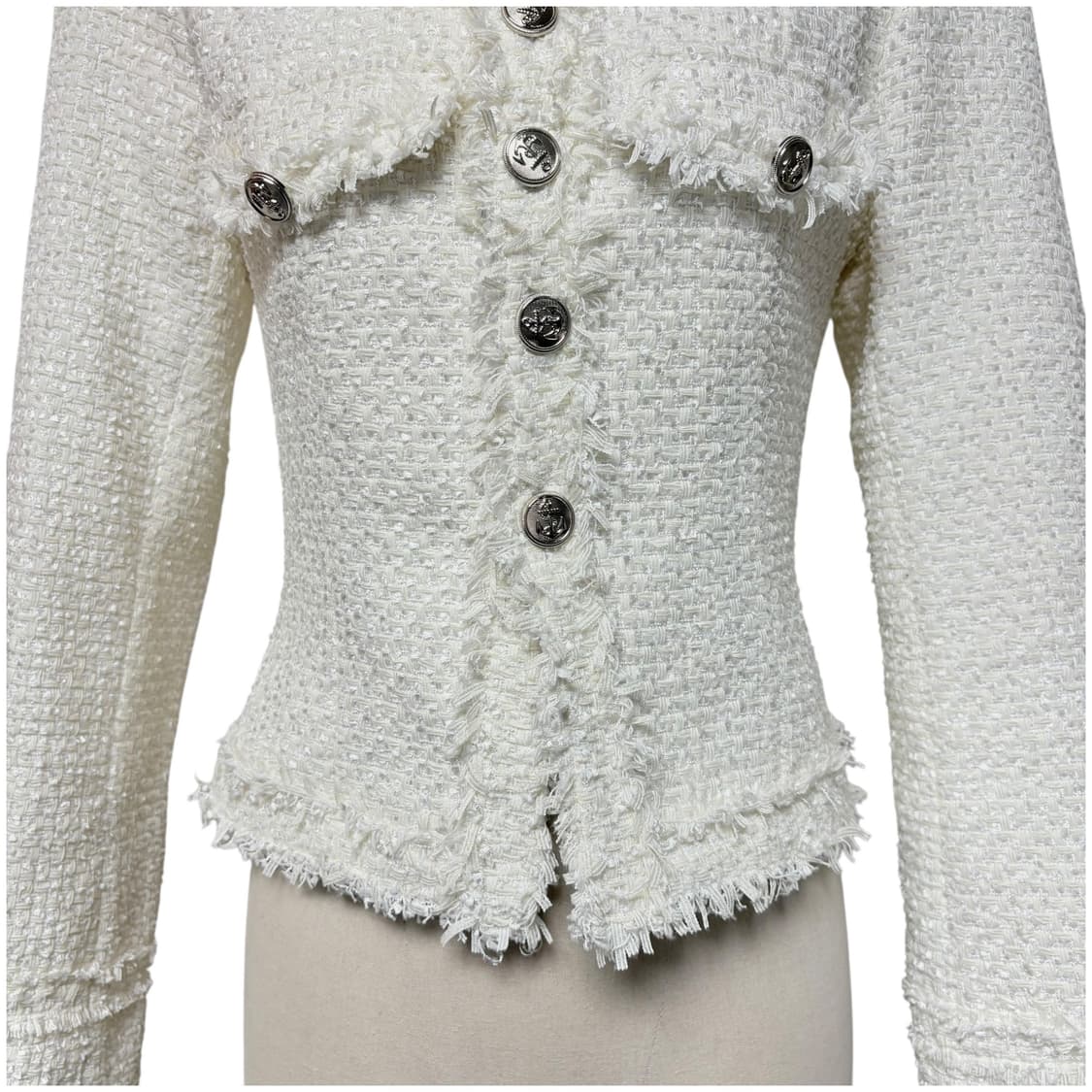 3665 아이보리 스퀘어넥 트위드자켓 상품이미지3